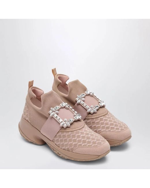 Roger Vivier Pink Viv Run Trainers With Crystals Collantcoloured
