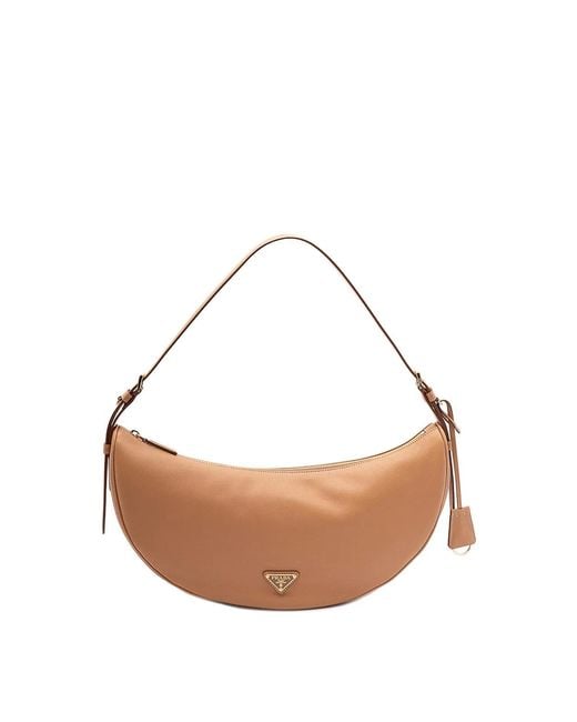 Prada White Demi-Lune' Large Shoulder Bag