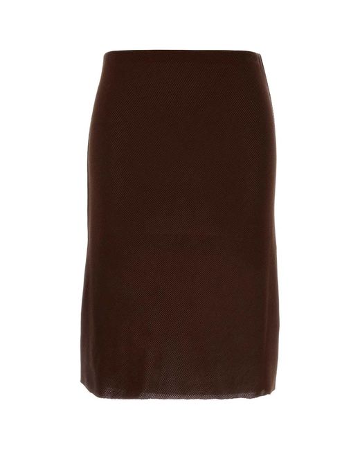 Miu Miu Brown Silk Skirt