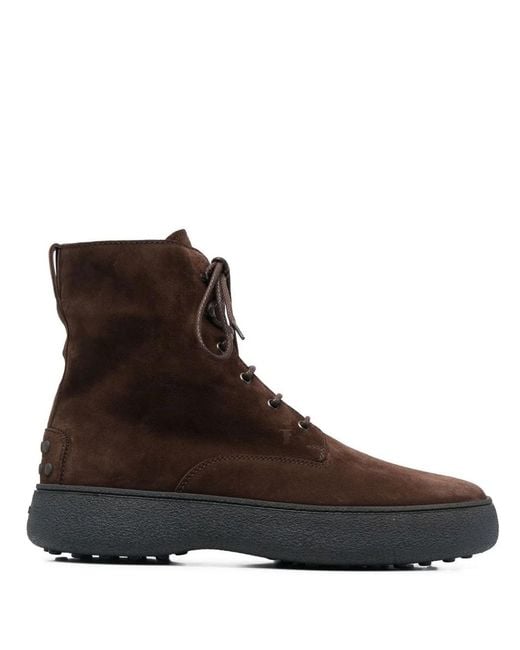 Tod's Brown W.g. Suede Lace-up Ankle Boots for men