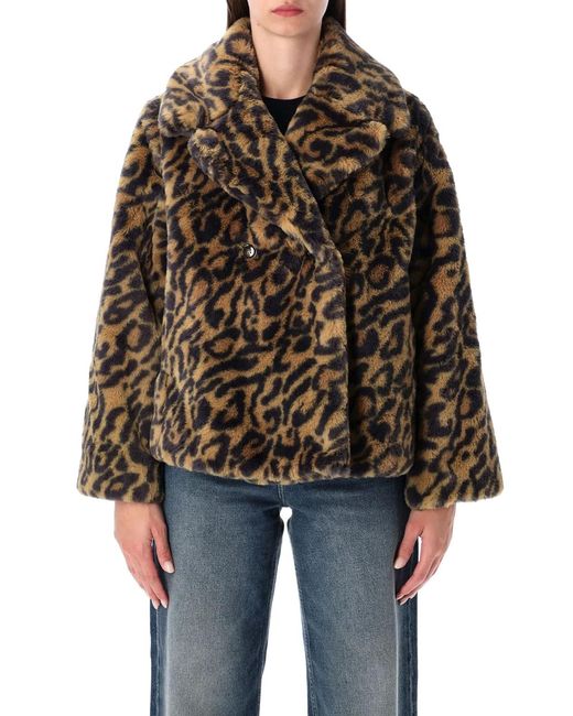 A.P.C. Black Leopard-Print Faux Fur Johanna Coat