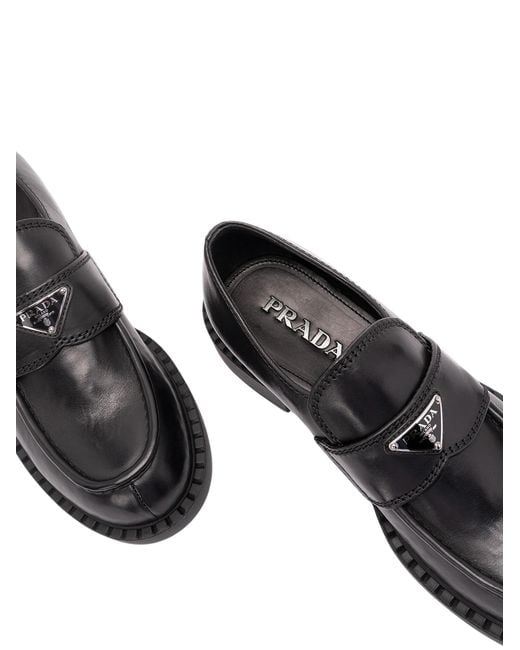 Prada Blue Aged Leather Loafers for men