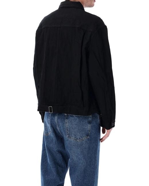 Studio Nicholson Black Nyle Crinkle Denim Jacket for men