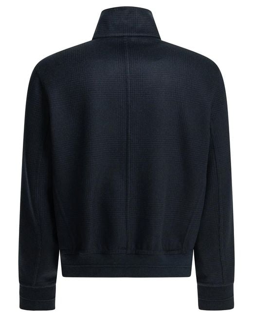 Brunello Cucinelli Blue Cashmere Bomber Jacket for men