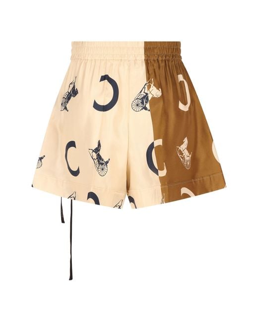 Céline Natural Logo-Print Panelled Shorts
