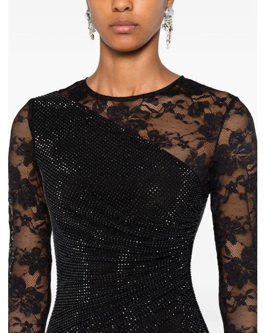 Self-Portrait Black Sheer Lace Asymmetric