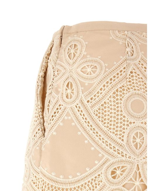 Elie Saab Natural Macramé Embroidery Shorts