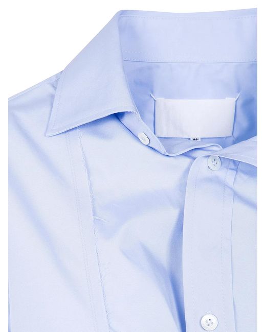 Maison Margiela Blue Blouse With Folded Collar