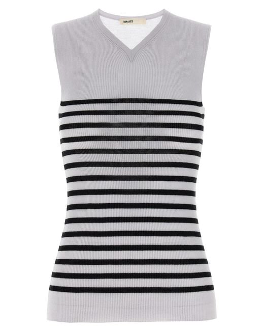 Khaite Gray Wool Sleeveles T-Shirt