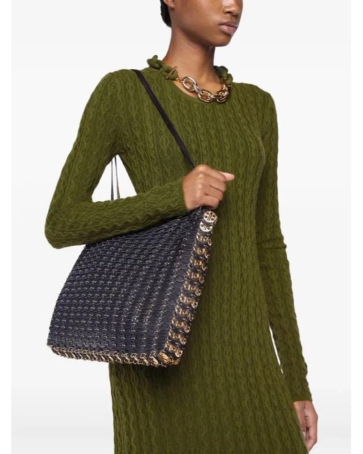 Rabanne Green 1969 Flip Leather Tote Bag