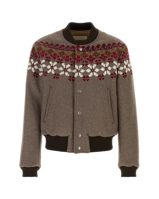 Dries Van Noten Brown Mud Wool Blend Valtor Bomber Jacket for men