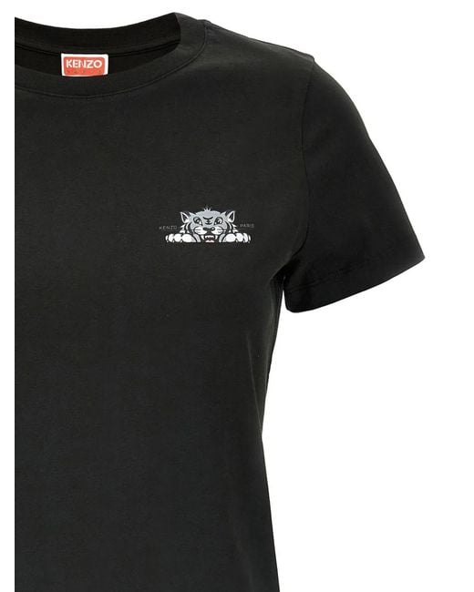 KENZO Black Happy Tiger Cotton T-Shirt