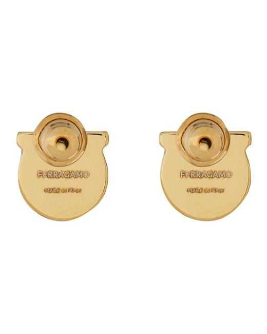 Ferragamo Metallic Orecchini "Gancini" Con Perla