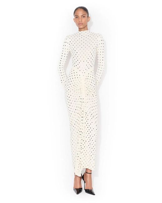Alaïa White Alaia Draped Fluid Strass Jersey Dress