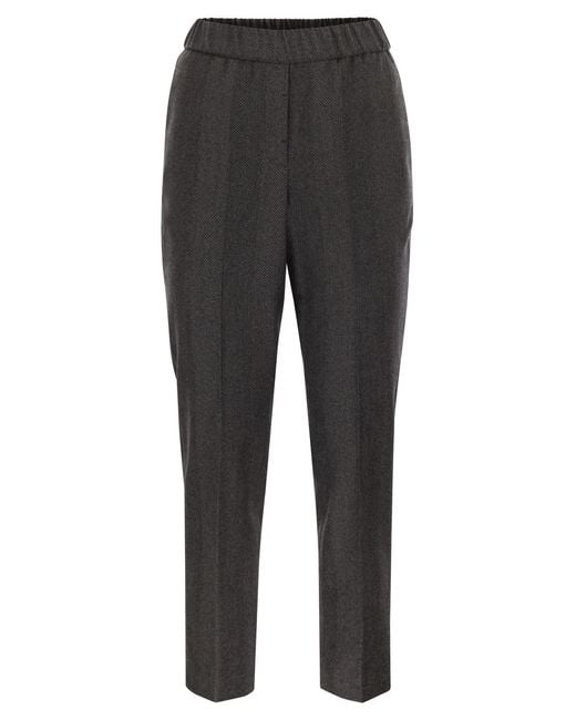 Peserico Gray Stretch Virgin Wool Trousers