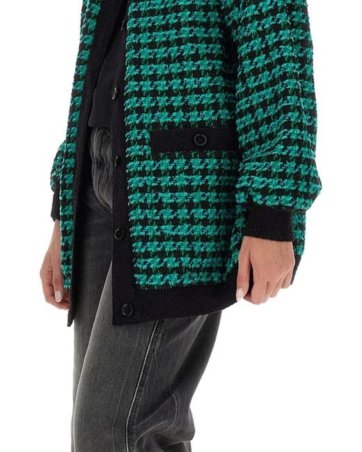 MSGM Green Houndstooth Tweed Jacket