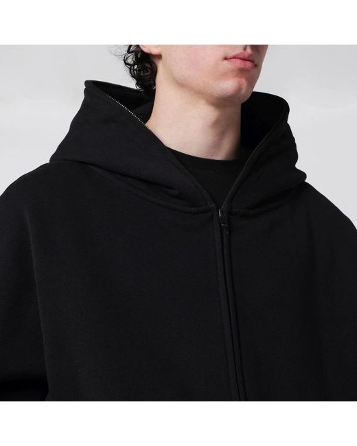 Entire studios Black Cotton Zipup Hoodie for men