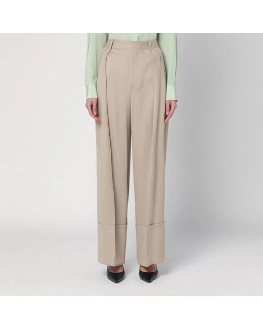 Victoria Beckham Natural Wide Mandarin Colour Pants