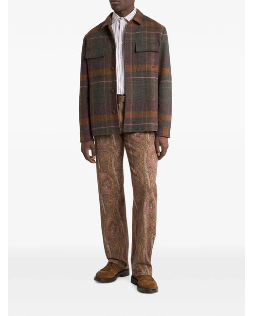 Etro White Striped Pring Roma Logo Shirt for men