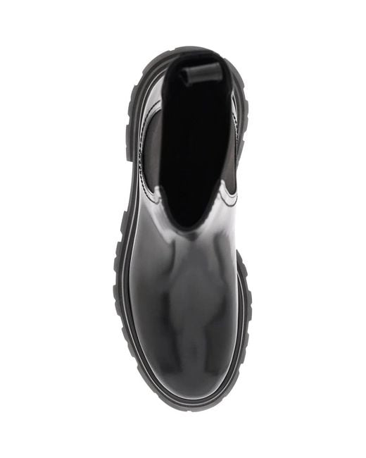 McQueen Black Leather Ankle Boots