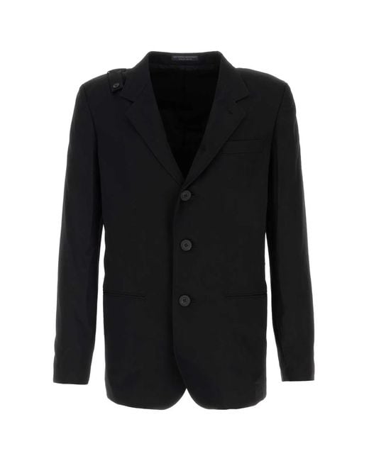 Yohji Yamamoto Black Notched Lapel Blazer for men