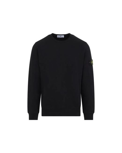 Stone Island Black Crew Neck Cotton Jersey Sweatshirt for men