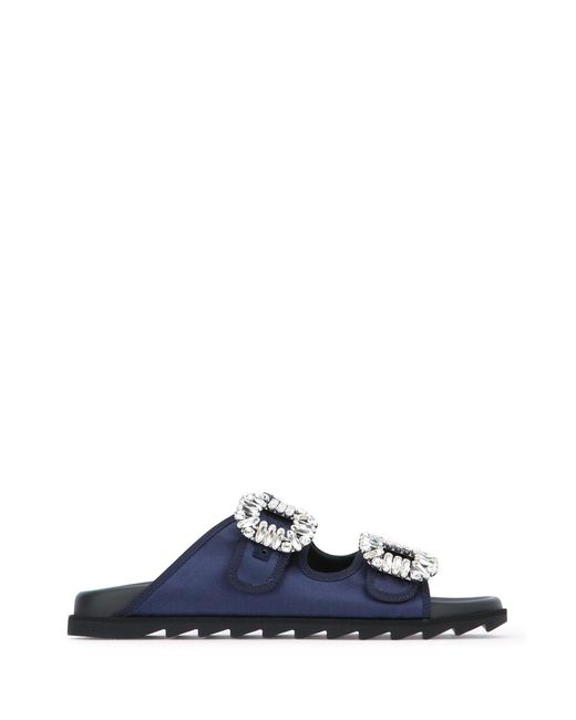 Roger Vivier Blue Slidy Viv Strass Bordo Gros Mule