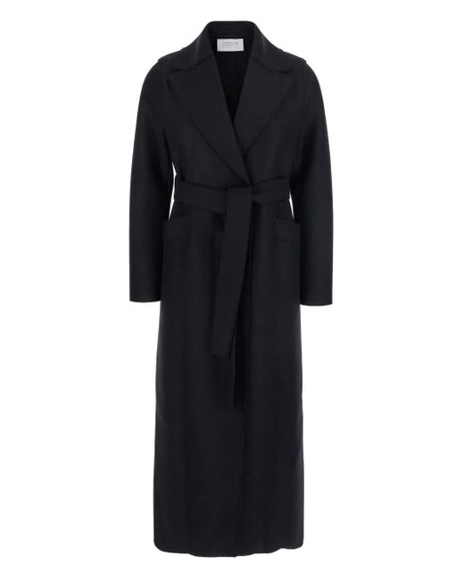 Harris Wharf London Black Coat With Belted Lapels