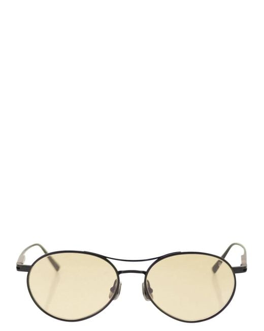 Brunello Cucinelli Natural Titanium Aviator Sunglasses With Crystal Lenses