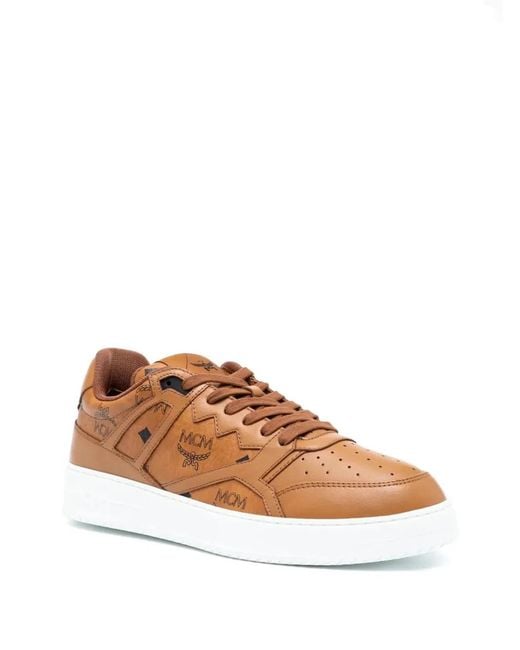 MCM Brown Printed Canvas Terrain Sneakers for men