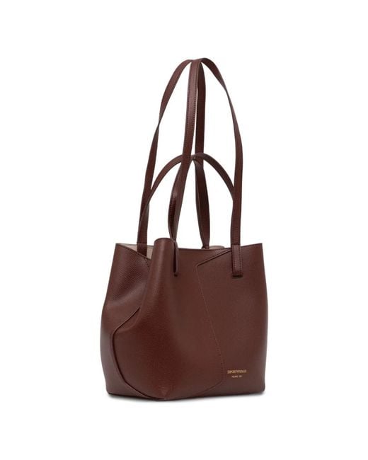 Emporio Armani Brown Small Leather Tote Bag
