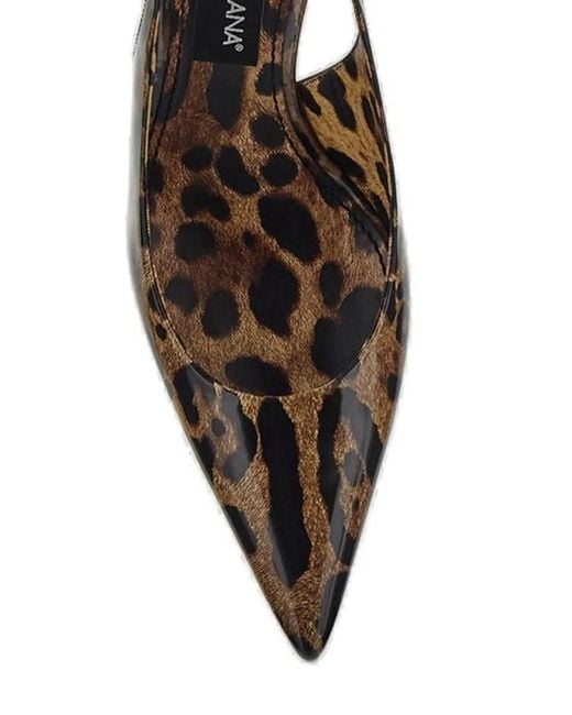 Dolce & Gabbana Natural Dolce & Gabbana Lollo Leather Slingback Pumps