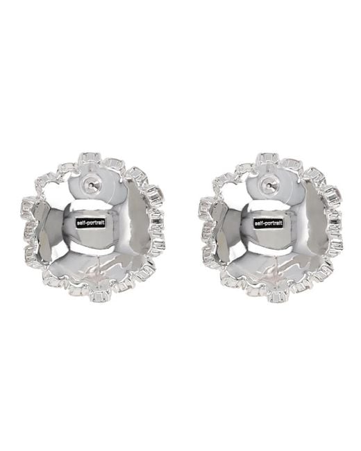 Self-Portrait Metallic "Crystal Flower" Earrings