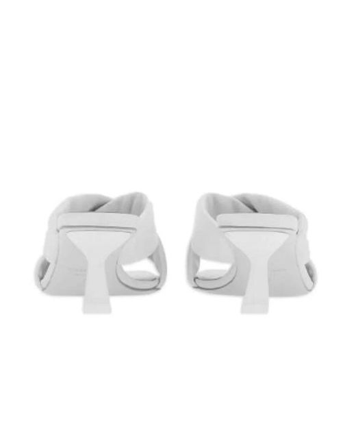 Ferragamo White Crossover-Strap Detail Lambskin Mules