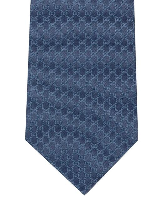 Gucci Blue Silk Jacquard Tie for men