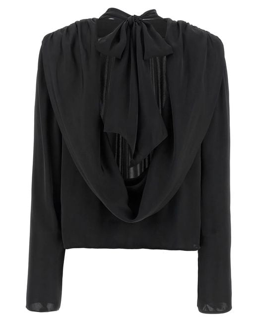ROTATE BIRGER CHRISTENSEN Black Rotate Birger Christensen 'Satin Drapy Back' Top