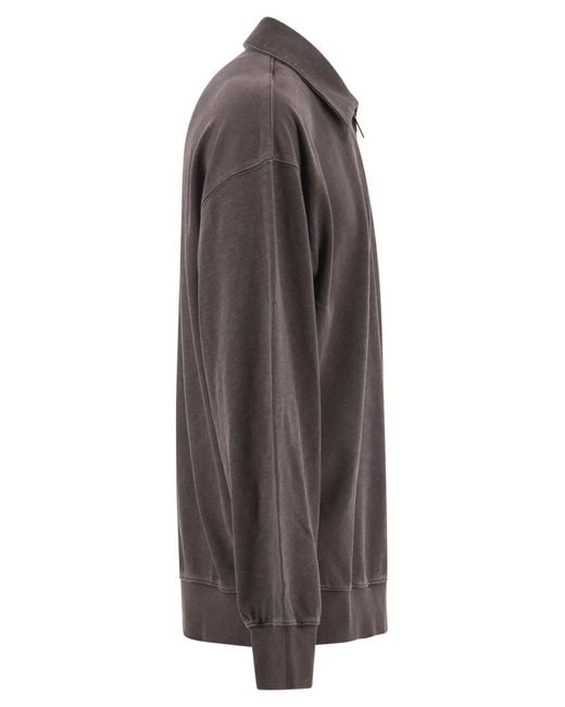 Carhartt Gray Faded Cotton Half-Zip Sweatshirt