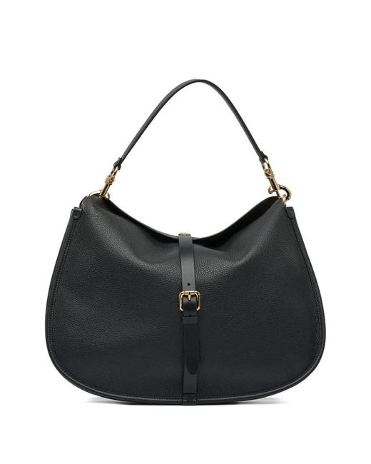 Etro Black Buckle-Fastening Extra-Large Leather Shoulder Bag