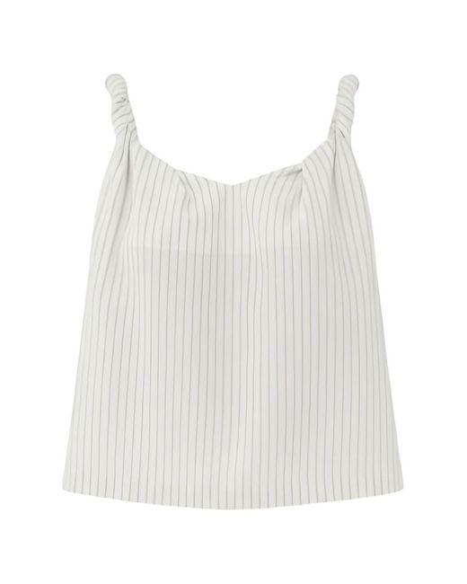 ELEH White Striped Round Neck Top