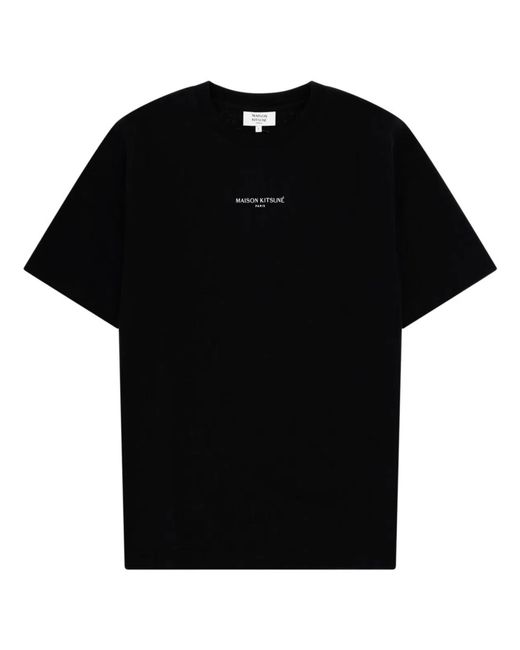Maison Kitsuné Black Maison Kitsuné T-Shirt Con Logo for men