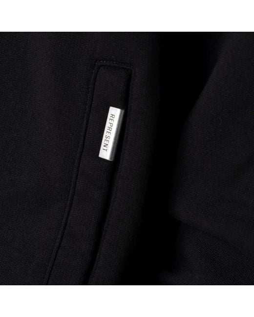 Represent Black Cotton Zipup Hoodie for men