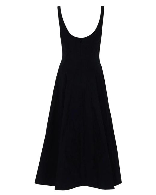 Staud Black Sleeveless Fit-And-Flare Midi Dress