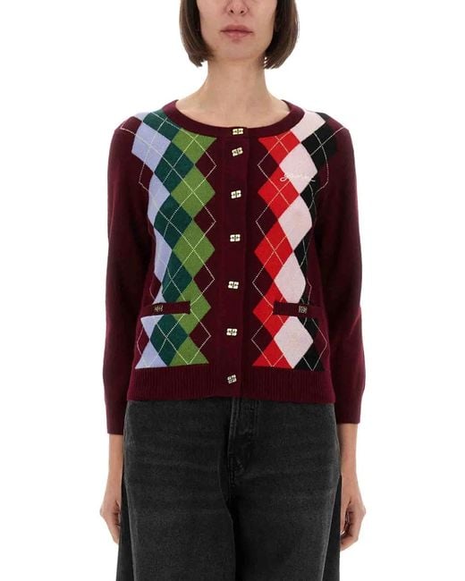 Ganni Red Multicolour Wool Cashmere Sweaters