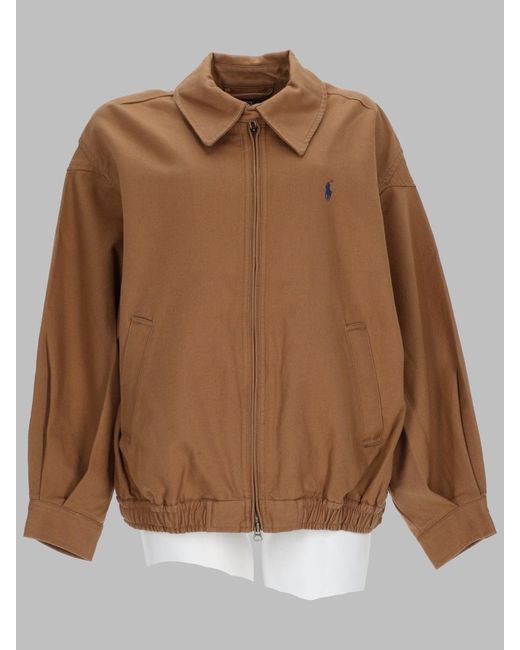 Polo Ralph Lauren Brown Logo-Embroidered Cotton Bomber Jacket