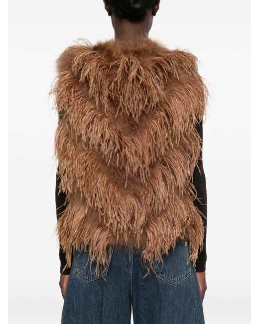 Yves Salomon Brown Gilet 55Cm