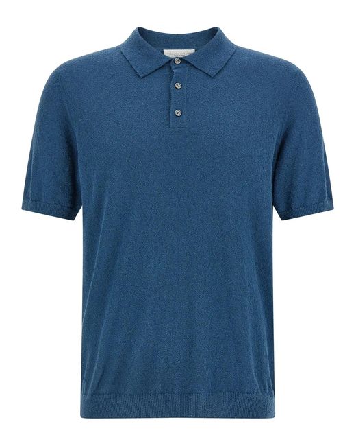 Roberto Collina Blue Spongy Effect Polo Shirt for men