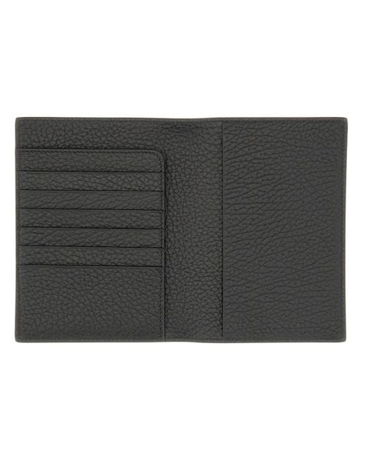 Tom Ford Black Leather T Card Holder for men