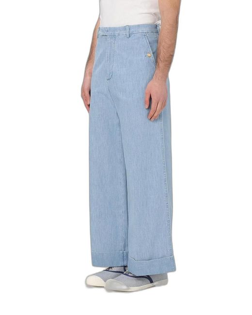 Valentino Blue Denim Pants With Lapels for men