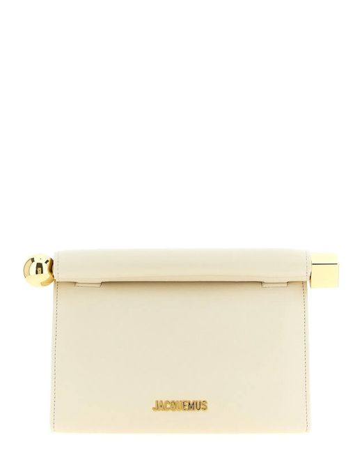 Jacquemus Natural 'Le Sac Rond Carré' Clutch