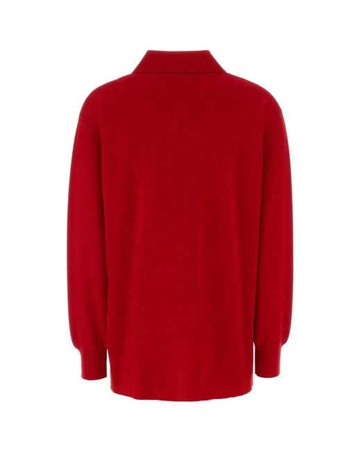 Loewe Red Stretch Cashmere Blend Polo Shirt